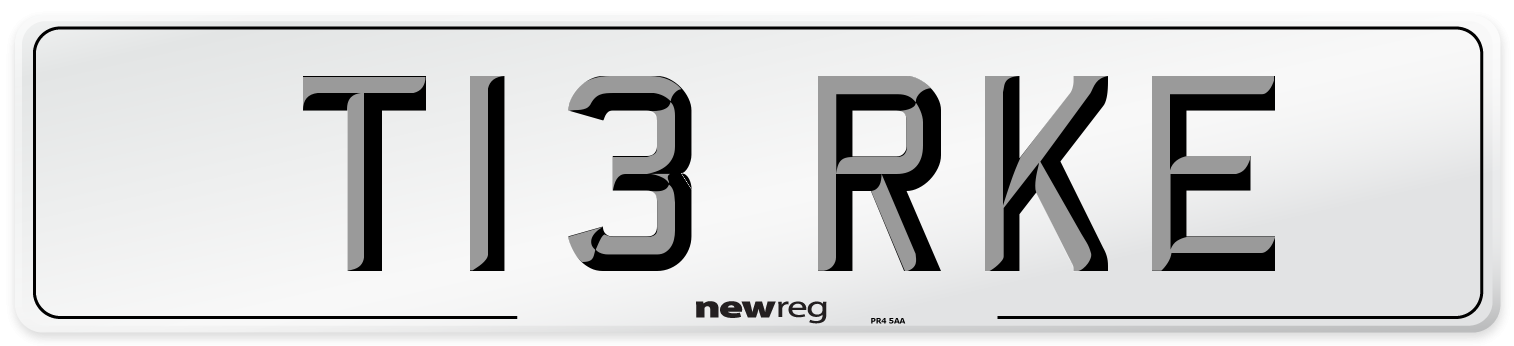 T13 RKE Number Plate from New Reg